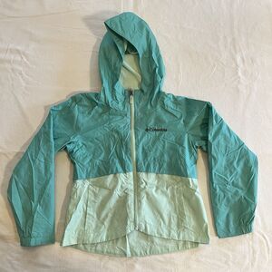 Columbia Girls Rain-Zilla Fleece Lined Jacket Green Teal Blue XS 6/6X